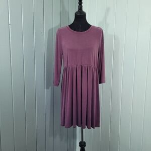 American Eagle Women's Size Large Purple Modal Blend Baby Doll Dress 3/4 Sleeve